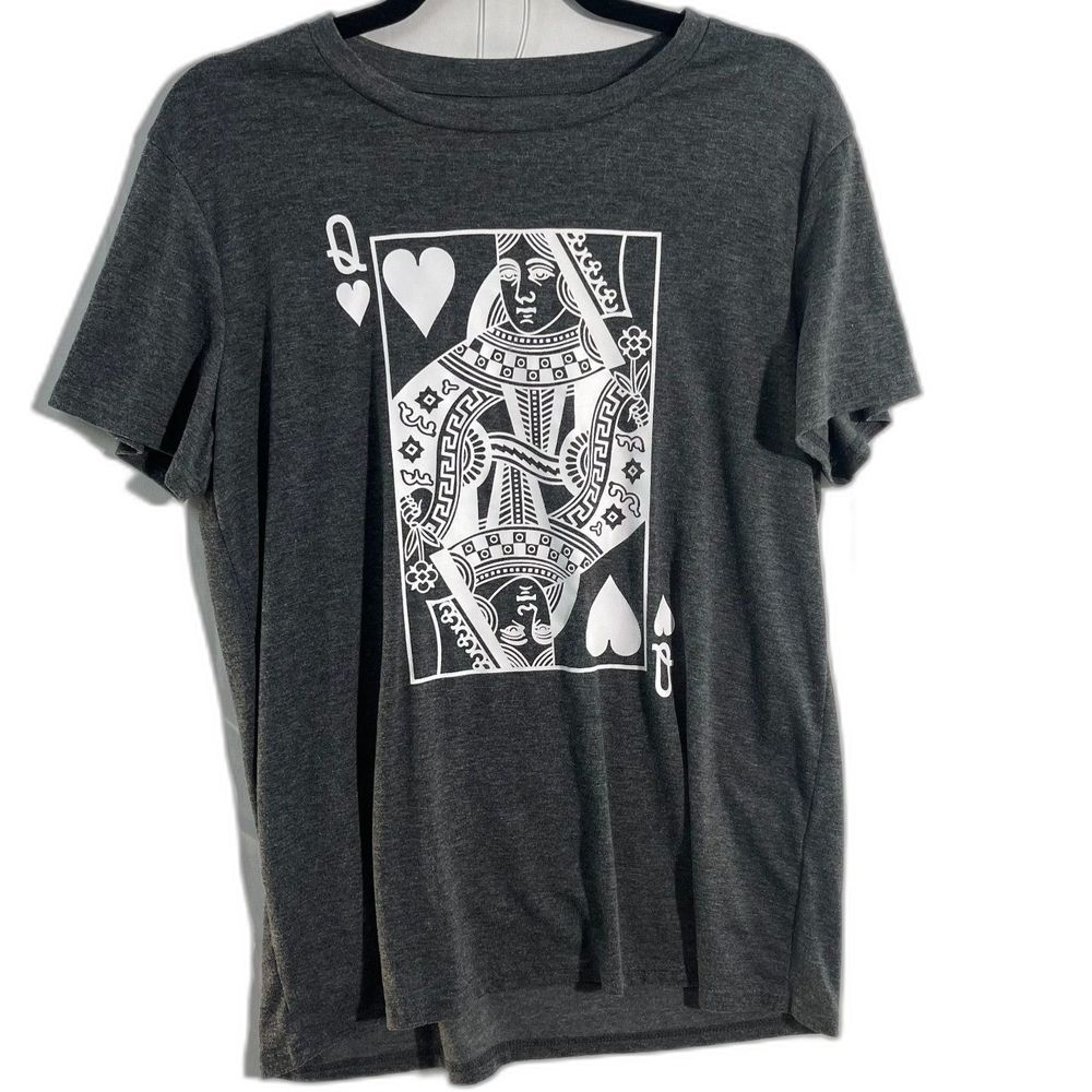 Q of Hearts Women's Vintage Graphic Print Short Sleeve T-Shirt Large